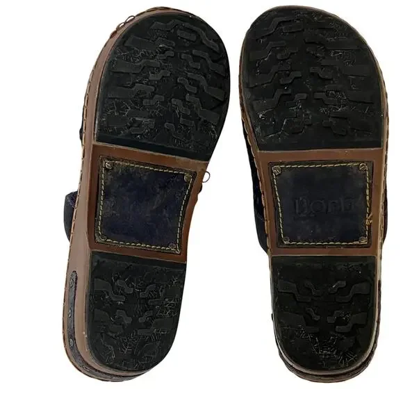 Born Bandy Blanket Aztec Clogs Womens 7 Blue Wool Leather Slip On Comfort - Picture 9 of 12